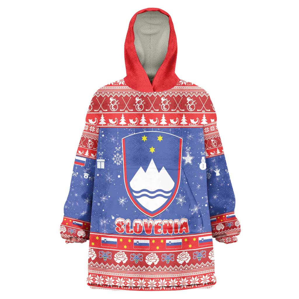 Slovenia Christmas Wearable Blanket Hoodie Coat Of Arms Vesel Bozic