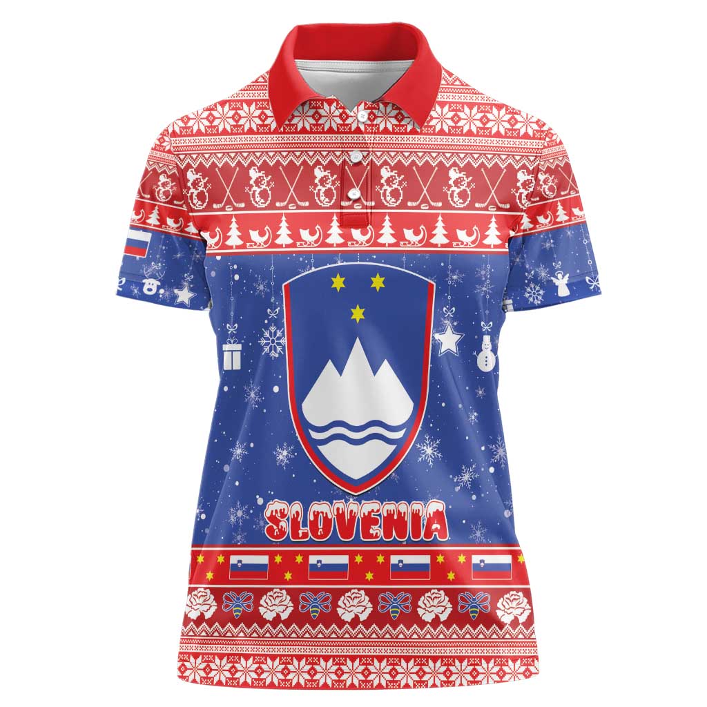 Slovenia Christmas Women Polo Shirt Coat Of Arms Vesel Bozic - Wonder Print Shop