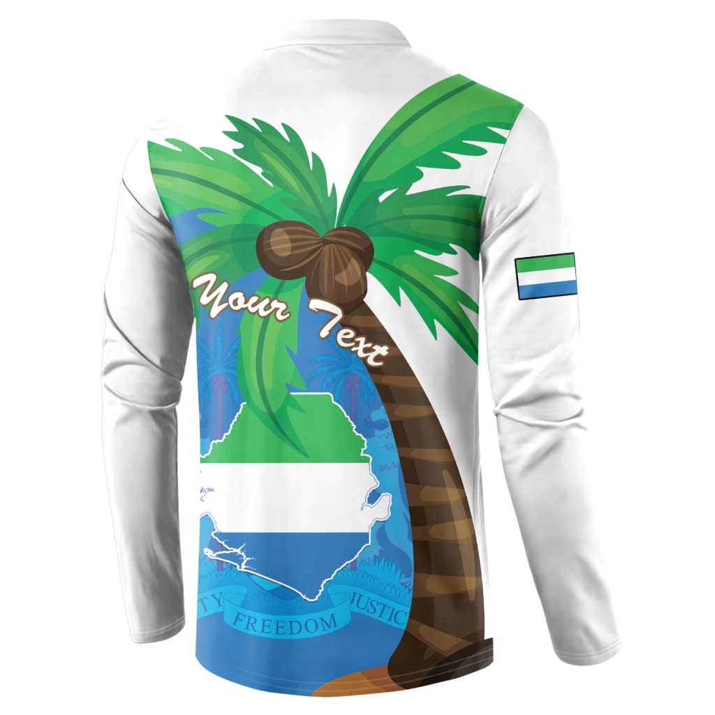 White button sweatshirt coat with Sierra Leone map and Your Text on back
