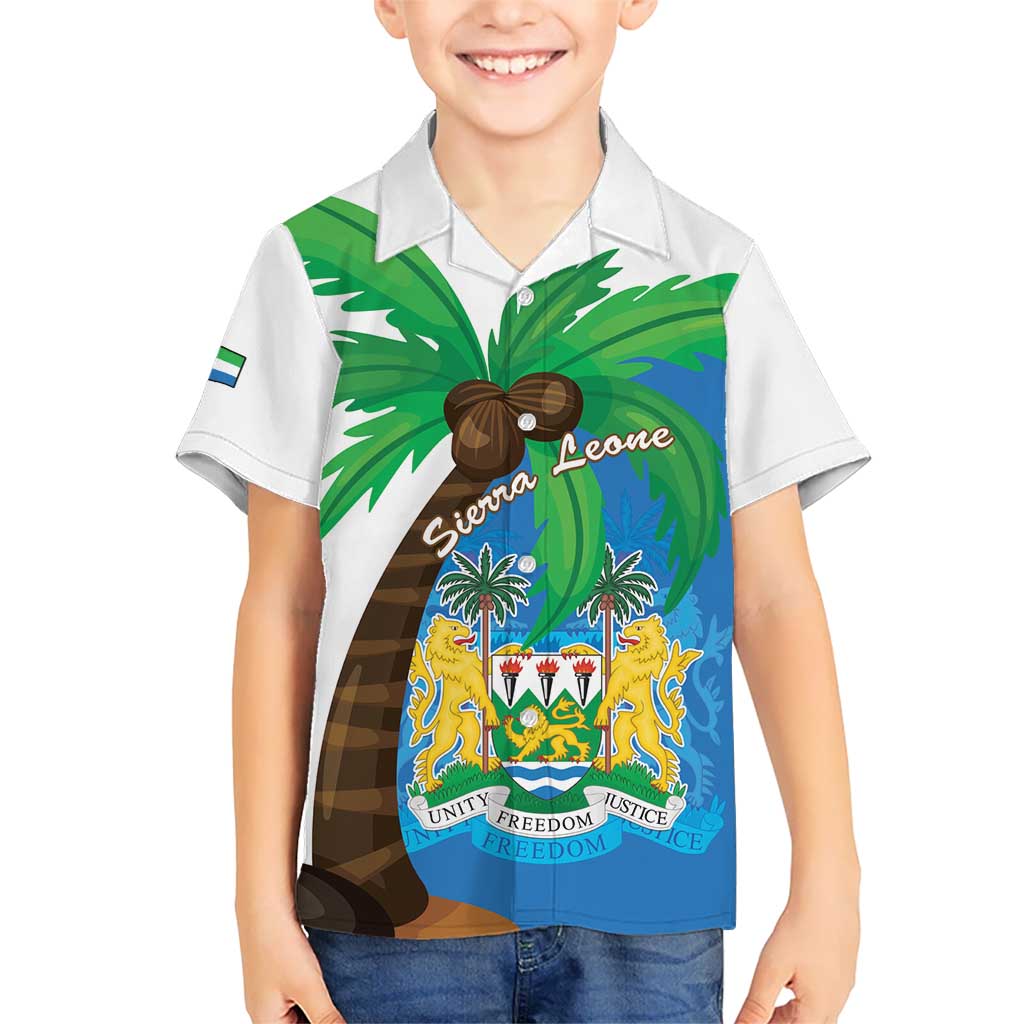 Personalised Sierra Leone Kid Hawaiian Shirt Coat Of Arms With Flag Map - Wonder Print Shop