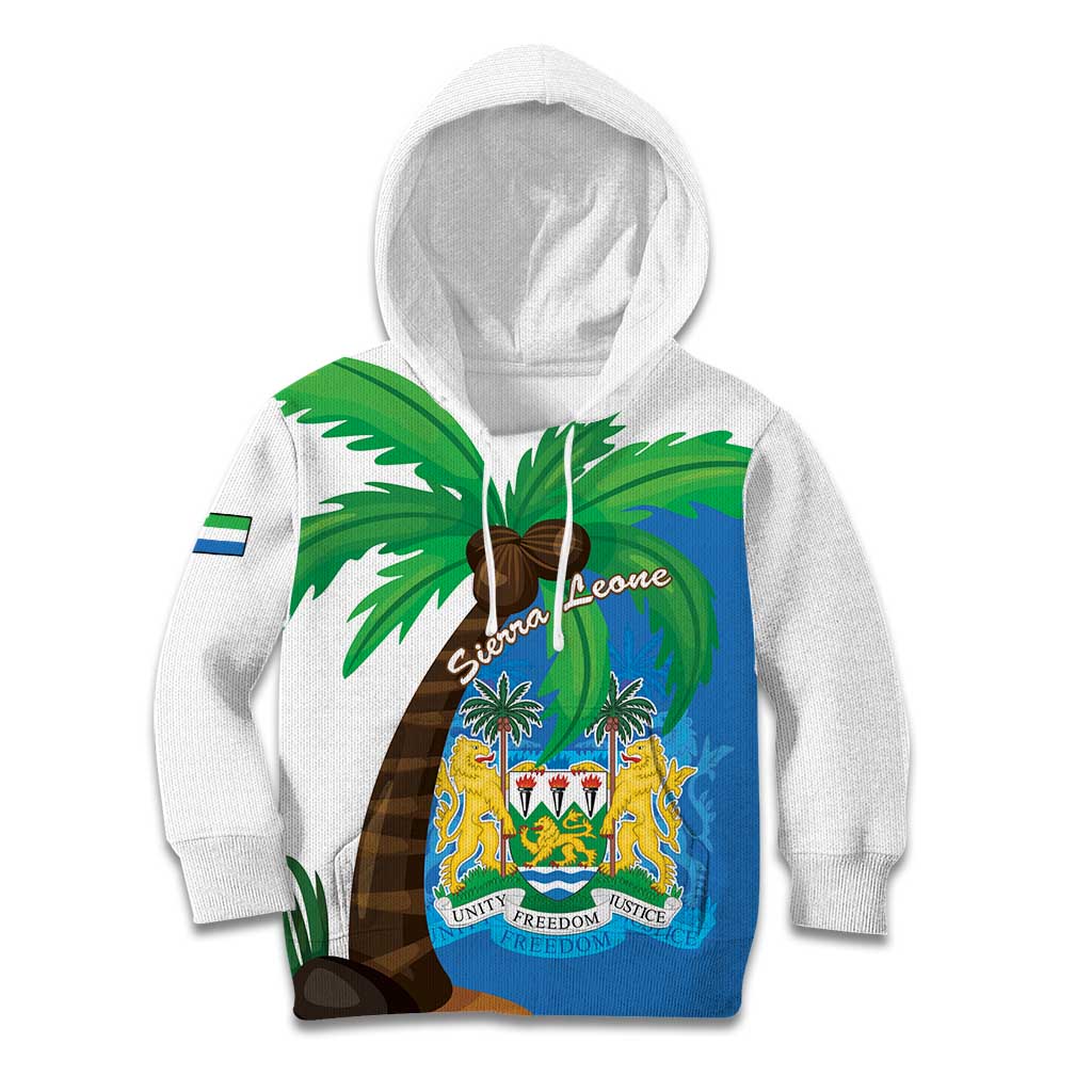 Personalised Sierra Leone Kid Hoodie Coat Of Arms With Flag Map - Wonder Print Shop