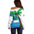 Personalised Sierra Leone Off Shoulder Sweater Coat Of Arms With Flag Map