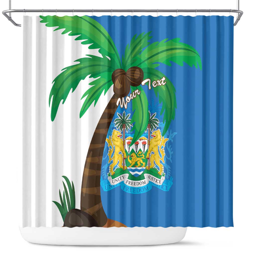 Personalised Sierra Leone Shower Curtain Coat Of Arms With Flag Map