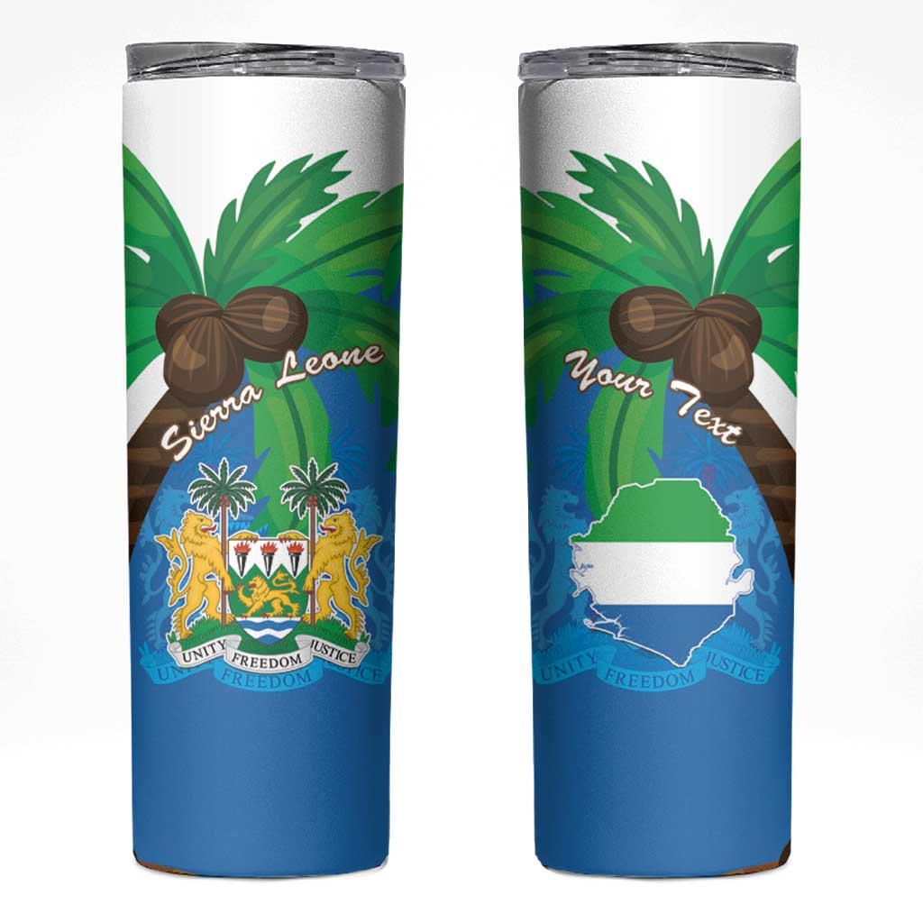 Personalised Sierra Leone Skinny Tumbler Coat Of Arms With Flag Map - Wonder Print Shop