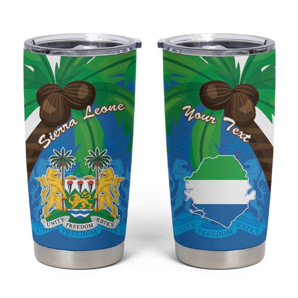 Personalised Sierra Leone Tumbler Cup Coat Of Arms With Flag Map - Wonder Print Shop