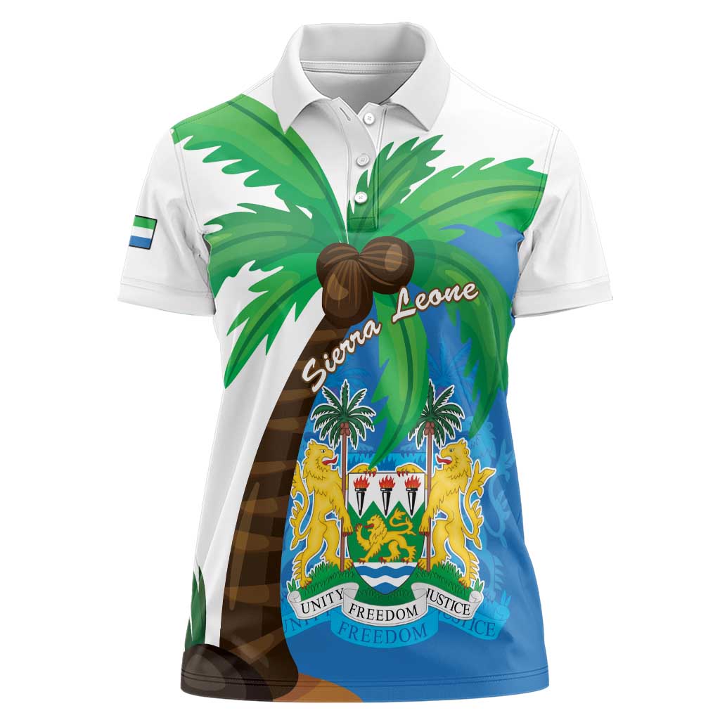 Personalised Sierra Leone Women Polo Shirt Coat Of Arms With Flag Map - Wonder Print Shop