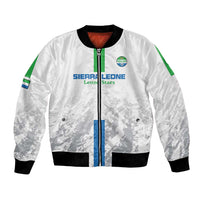 White unisex football bomber jacket, front zipper, team logo, black ribbed cuffs