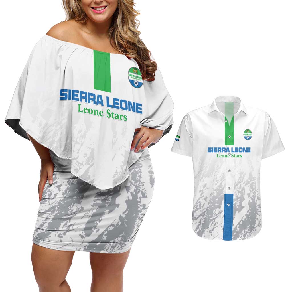 Custom Sierra Leone Football Couples Matching Off Shoulder Short Dress and Hawaiian Shirt Go Leone Stars - Wonder Print Shop