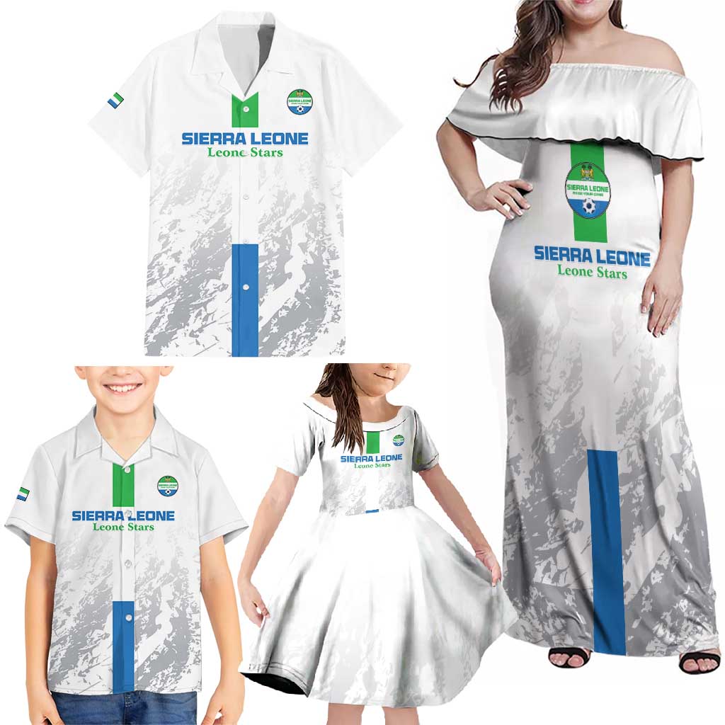 Custom Sierra Leone Football Family Matching Off Shoulder Maxi Dress and Hawaiian Shirt Go Leone Stars - Wonder Print Shop