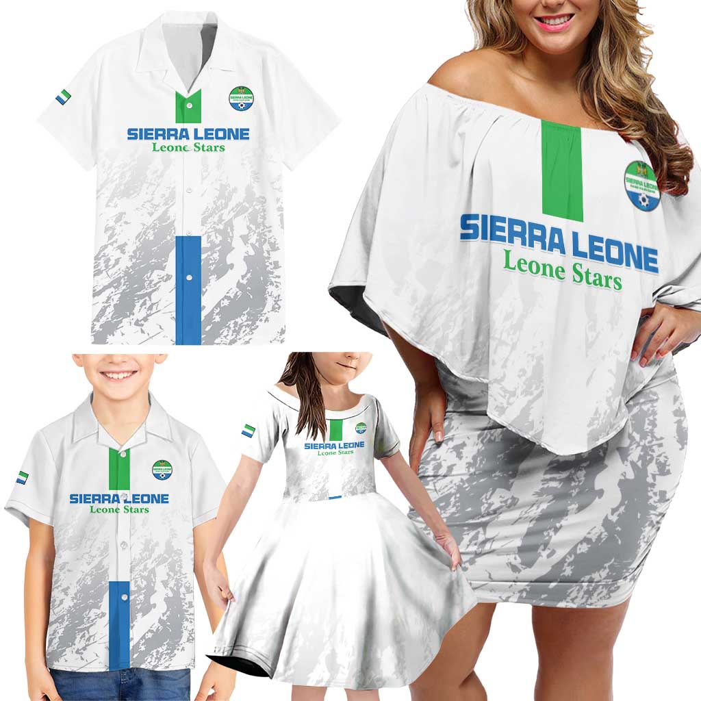 Custom Sierra Leone Football Family Matching Off Shoulder Short Dress and Hawaiian Shirt Go Leone Stars - Wonder Print Shop