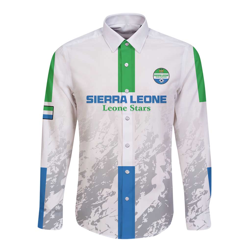 Custom Sierra Leone Football Long Sleeve Button Shirt Go Leone Stars - Wonder Print Shop