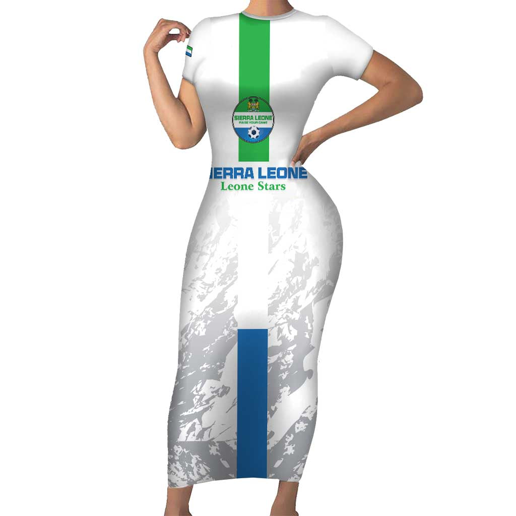 Custom Sierra Leone Football Short Sleeve Bodycon Dress Go Leone Stars - Wonder Print Shop