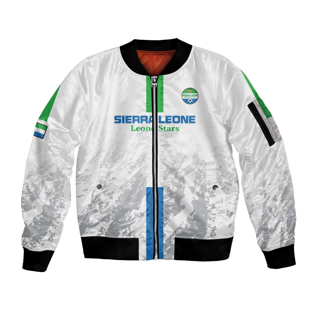 Custom Sierra Leone Football Sleeve Zip Bomber Jacket Go Leone Stars - Wonder Print Shop