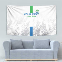 White tapestry with green and blue stripes, YOUR TEXT, and Leone Stars branding