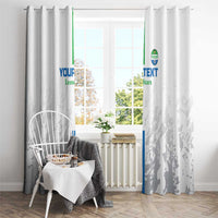 White football window curtain with custom “YOUR TEXT” and “Leone Stars” on both panels