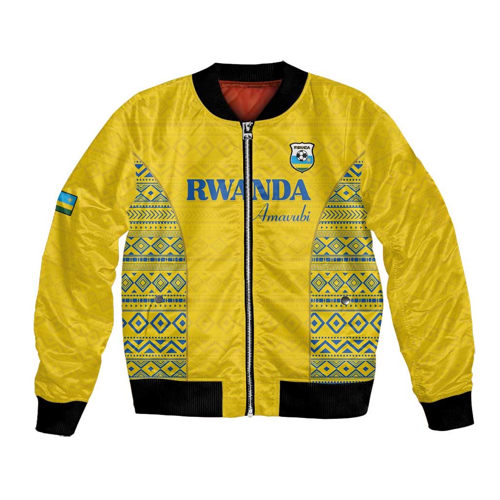 Rwanda Football Custom Bomber Jacket Stand With Amavubi - Yellow - Wonder Print Shop