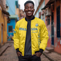 Rwanda Football Custom Bomber Jacket Stand With Amavubi - Yellow - Wonder Print Shop