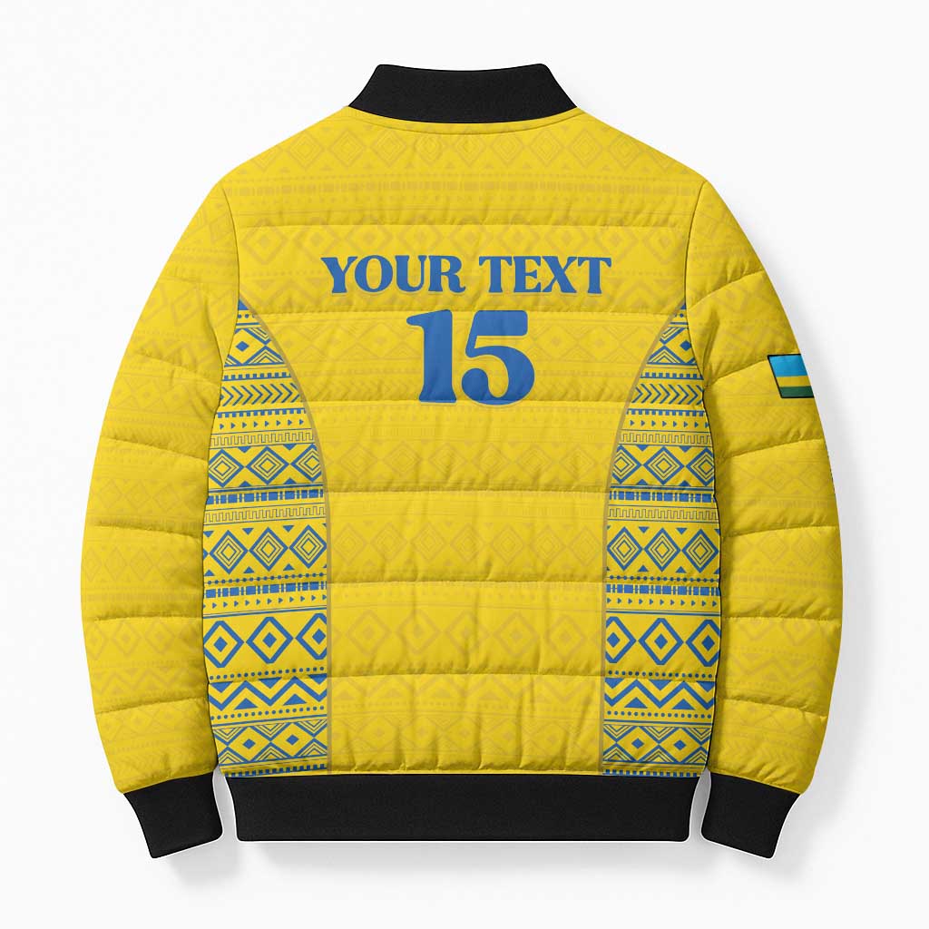 Rwanda Football Custom Bomber Puffer Jacket Stand With Amavubi - Yellow - Wonder Print Shop