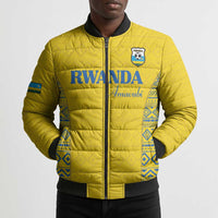 Rwanda Football Custom Bomber Puffer Jacket Stand With Amavubi - Yellow - Wonder Print Shop