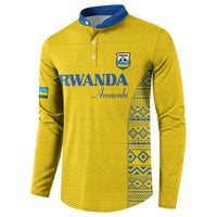 Rwanda Football Custom Button Sweatshirt Stand With Amavubi - Yellow