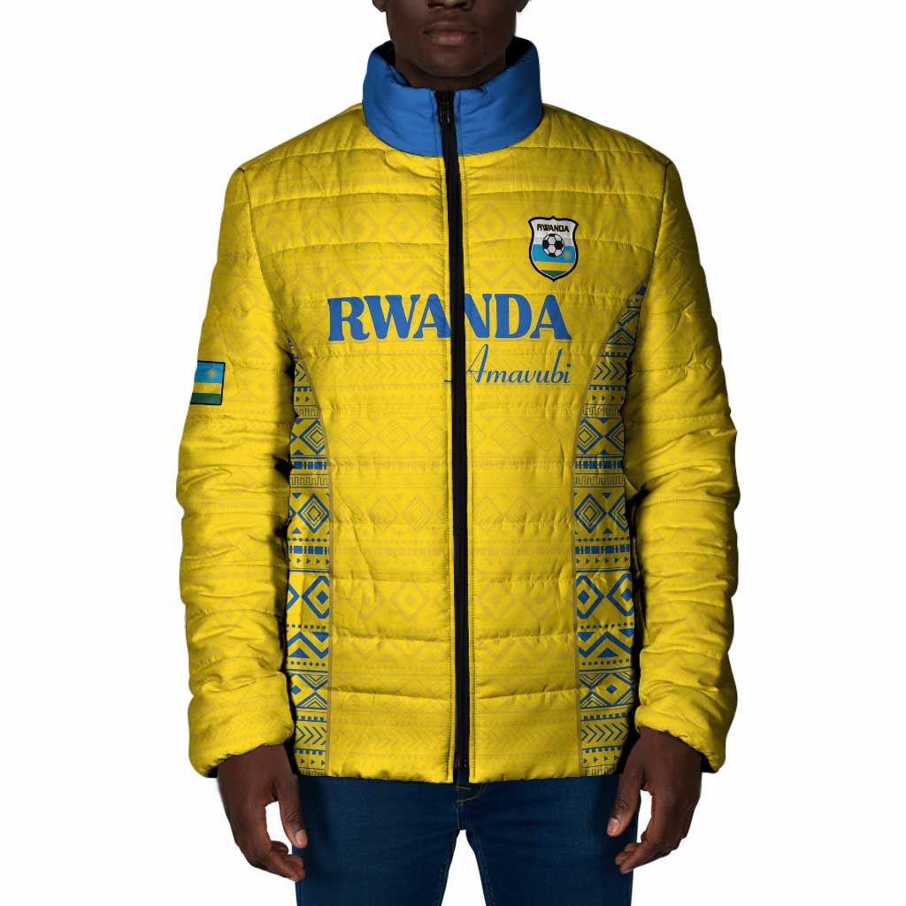Rwanda Football Custom Padded Jacket Stand With Amavubi - Yellow - Wonder Print Shop
