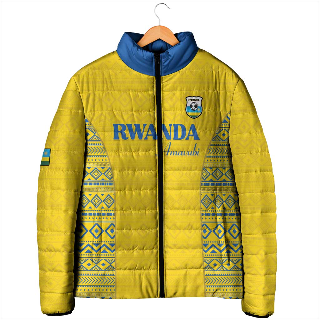 Rwanda Football Custom Padded Jacket Stand With Amavubi - Yellow - Wonder Print Shop