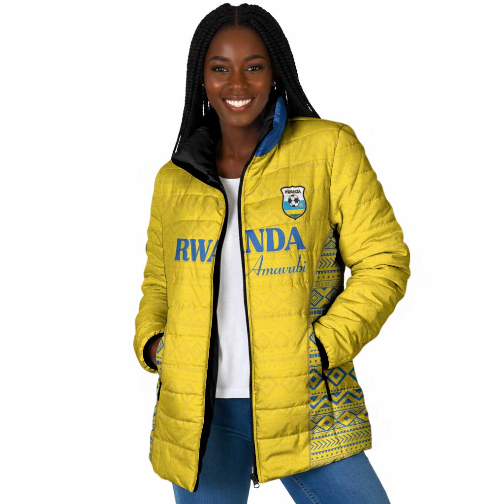 Rwanda Football Custom Padded Jacket Stand With Amavubi - Yellow - Wonder Print Shop