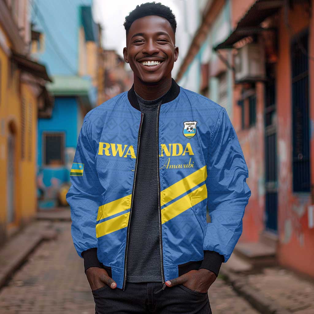 Custom Rwanda Football Bomber Jacket Pride Of Rwanda - Blue - Wonder Print Shop