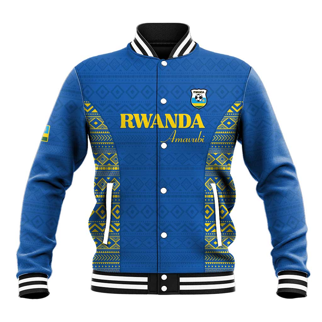 Rwanda Football Custom Baseball Jacket Stand With Amavubi - Blue - Wonder Print Shop