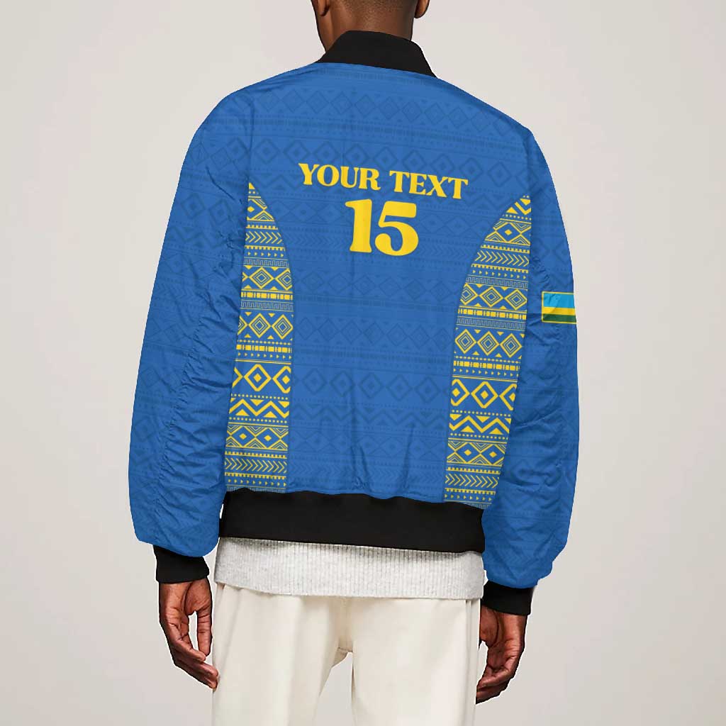 Rwanda Football Custom Bomber Jacket Stand With Amavubi - Blue - Wonder Print Shop