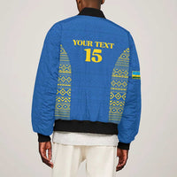 Rwanda Football Custom Bomber Jacket Stand With Amavubi - Blue - Wonder Print Shop