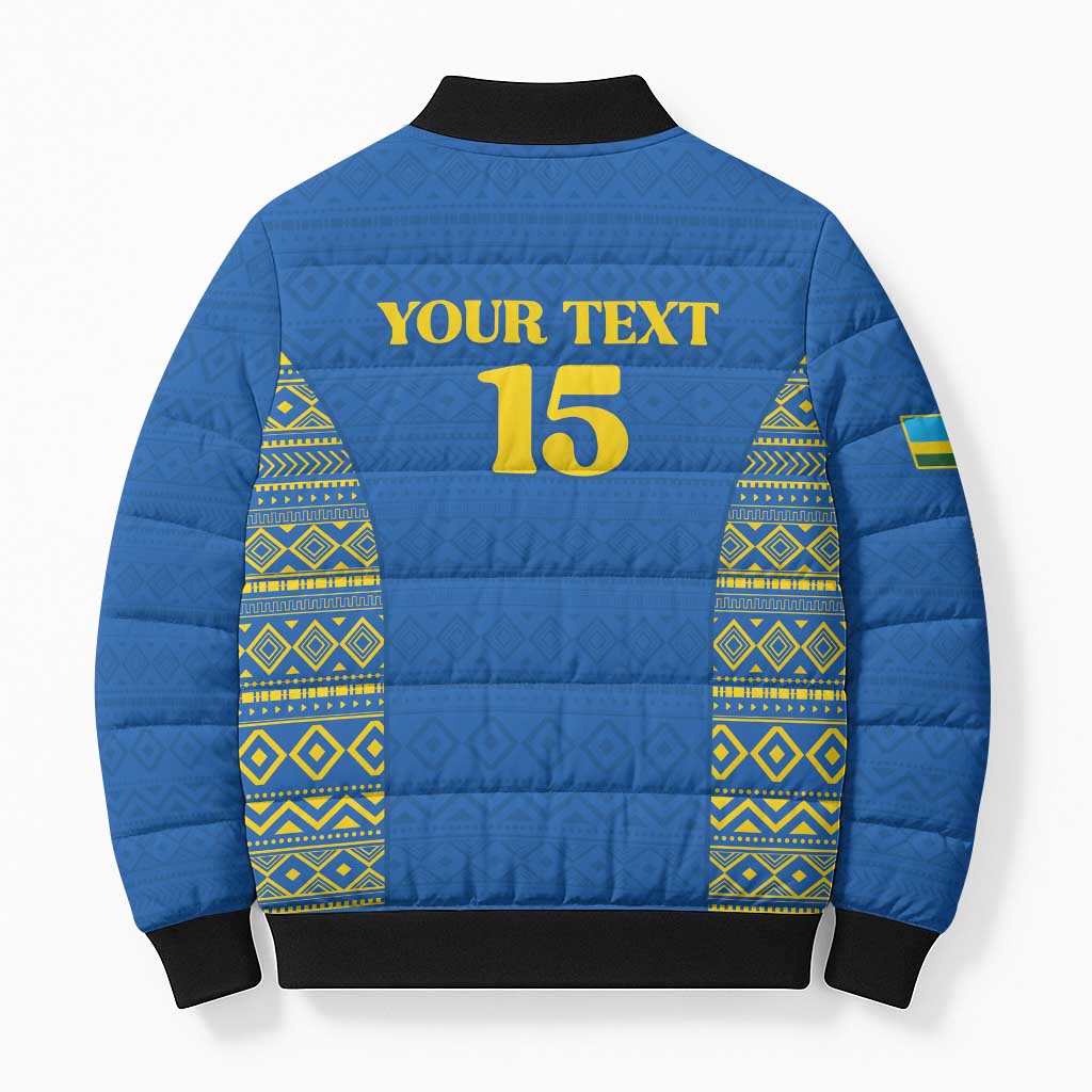 Rwanda Football Custom Bomber Puffer Jacket Stand With Amavubi - Blue - Wonder Print Shop