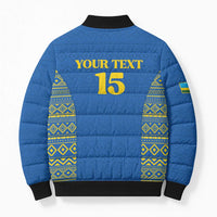 Rwanda Football Custom Bomber Puffer Jacket Stand With Amavubi - Blue - Wonder Print Shop