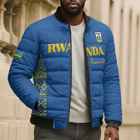Rwanda Football Custom Bomber Puffer Jacket Stand With Amavubi - Blue - Wonder Print Shop