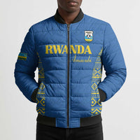 Rwanda Football Custom Bomber Puffer Jacket Stand With Amavubi - Blue - Wonder Print Shop