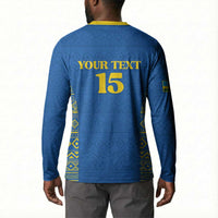 Rwanda Football Custom Button Sweatshirt Stand With Amavubi - Blue