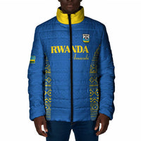 Rwanda Football Custom Padded Jacket Stand With Amavubi - Blue - Wonder Print Shop