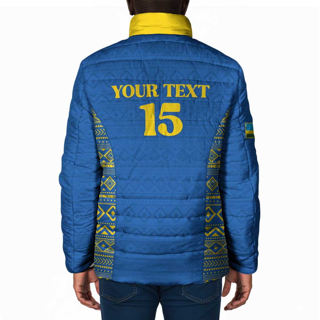 Rwanda Football Custom Padded Jacket Stand With Amavubi - Blue - Wonder Print Shop