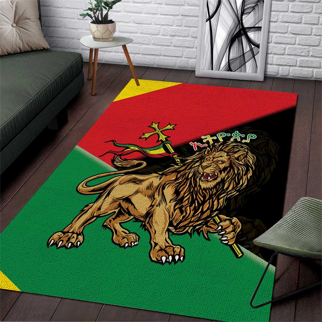 Ethiopia Empire 1270-1974 Area Rug Lion Of Judah With Ethiopian Cross