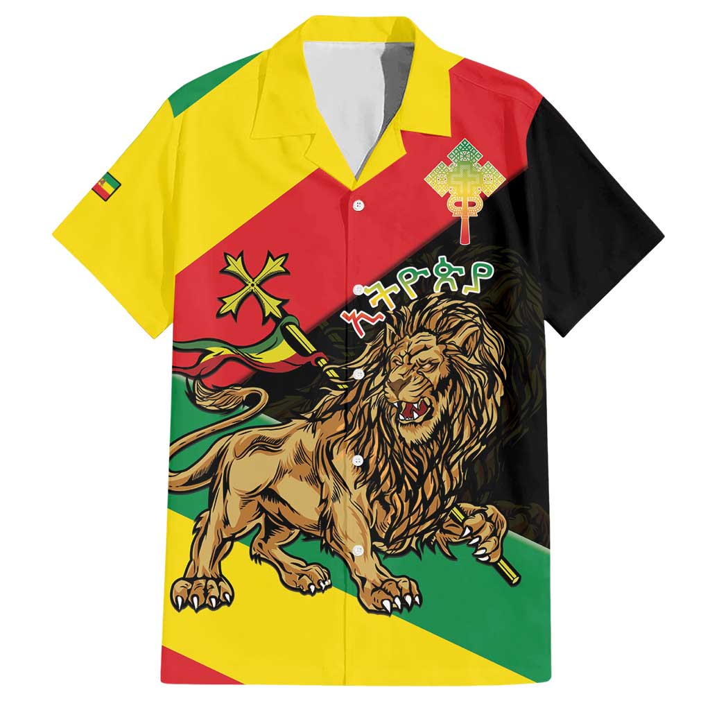 Ethiopia Empire 1270-1974 Hawaiian Shirt Lion Of Judah With Ethiopian Cross