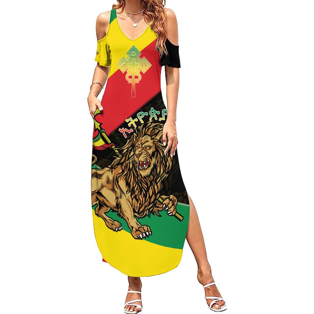 Ethiopia Empire 1270-1974 Summer Maxi Dress Lion Of Judah With Ethiopian Cross