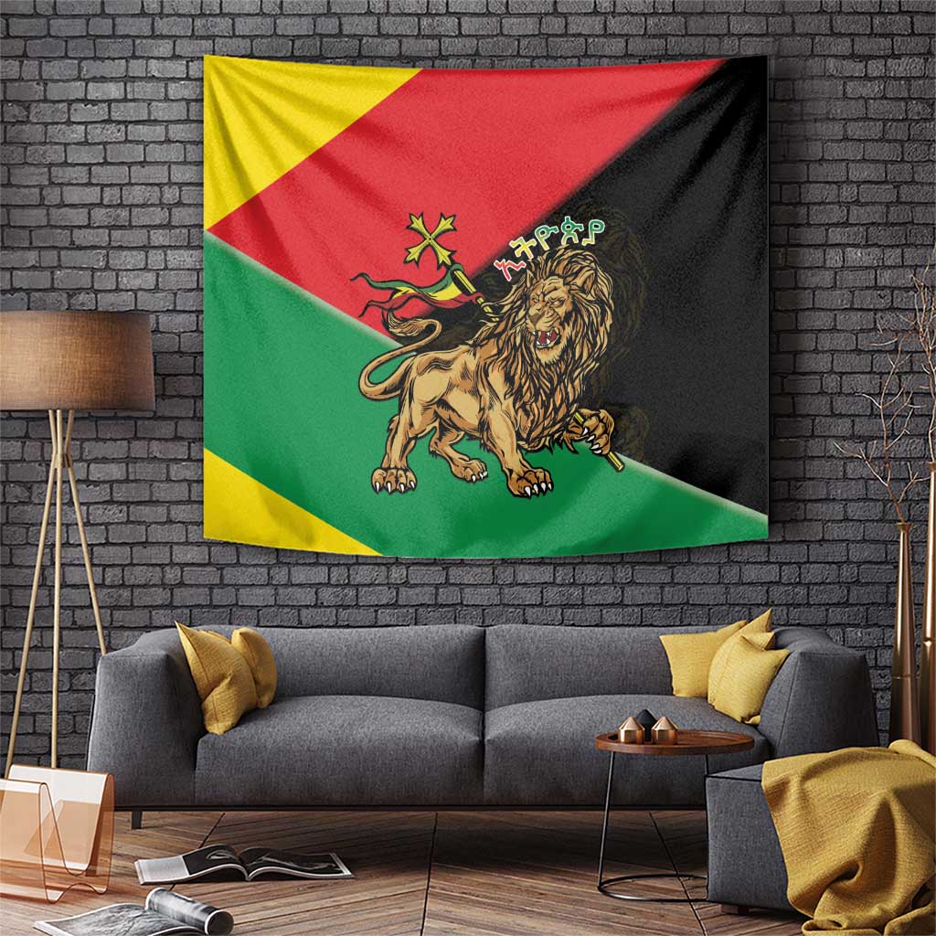 Ethiopia Empire 1270-1974 Tapestry Lion Of Judah With Ethiopian Cross