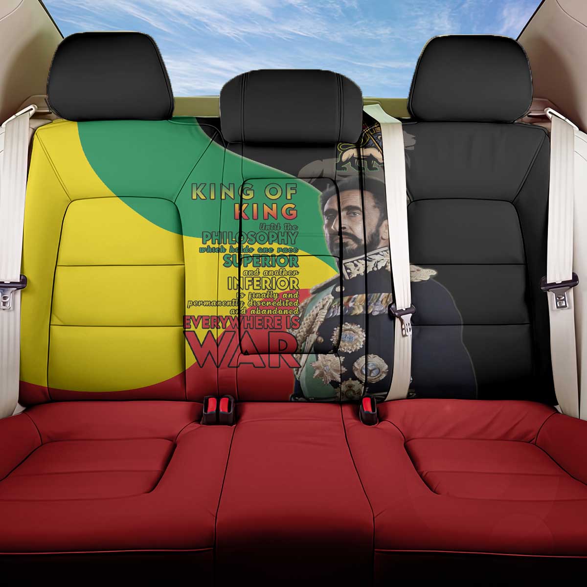 Haile Selassie Back Car Seat Cover Lion Of Judah Ethiopia Rastafari