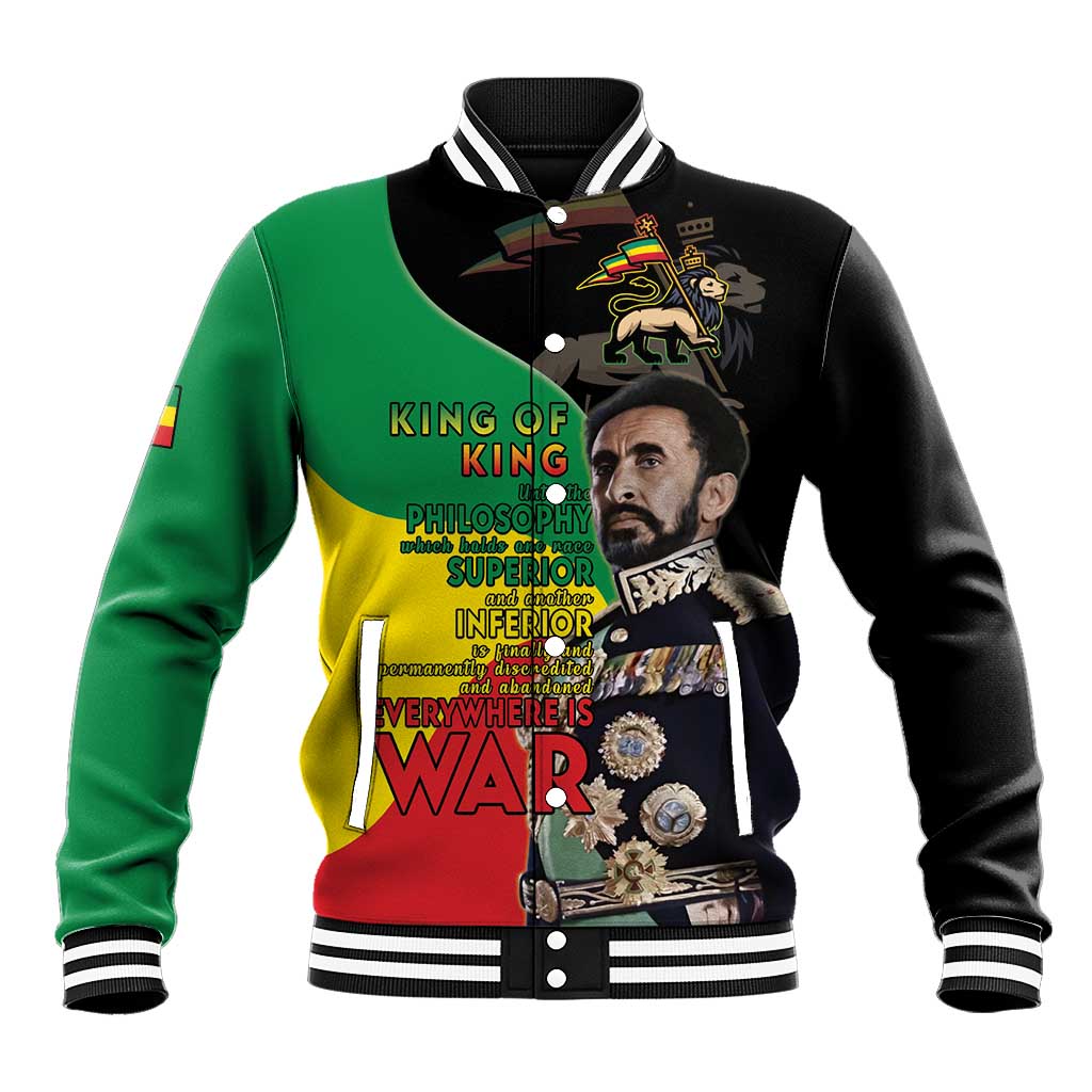 Haile Selassie Baseball Jacket Lion Of Judah Ethiopia Rastafari