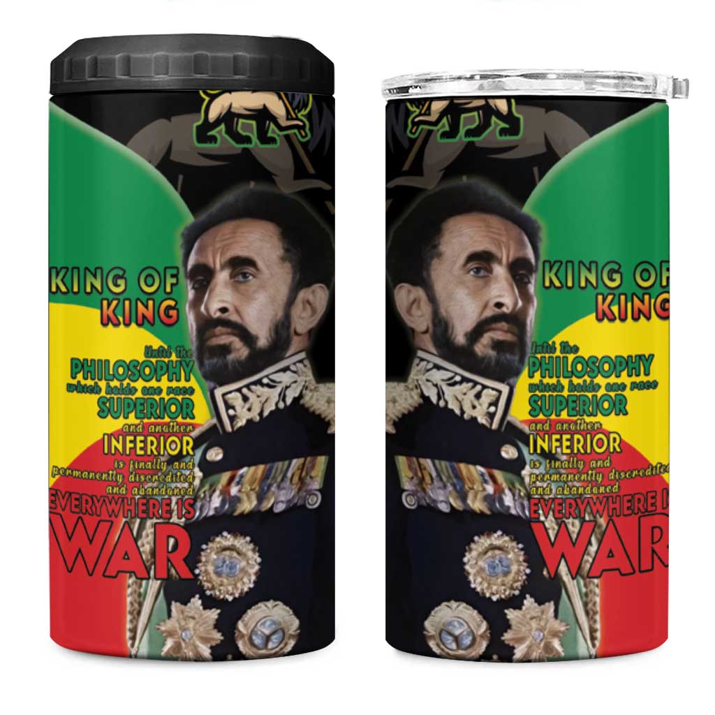 Haile Selassie 4 in 1 Can Cooler Tumbler Lion Of Judah Ethiopia Rastafari