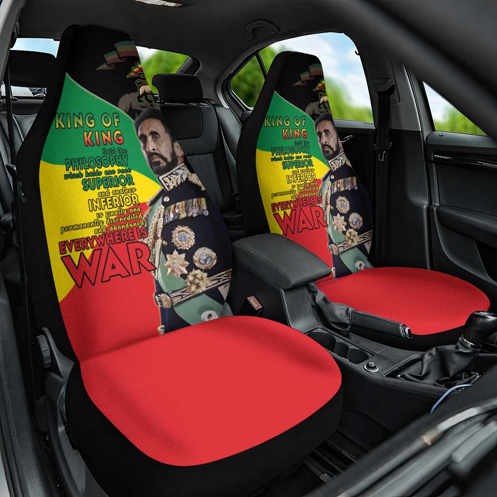 Haile Selassie Car Seat Cover Lion Of Judah Ethiopia Rastafari