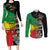 Haile Selassie Couples Matching Long Sleeve Bodycon Dress and Long Sleeve Button Shirt Lion Of Judah Ethiopia Rastafari