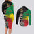 Haile Selassie Couples Matching Long Sleeve Bodycon Dress and Long Sleeve Button Shirt Lion Of Judah Ethiopia Rastafari