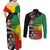 Haile Selassie Couples Matching Off Shoulder Maxi Dress and Long Sleeve Button Shirt Lion Of Judah Ethiopia Rastafari