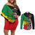 Haile Selassie Couples Matching Off Shoulder Short Dress and Long Sleeve Button Shirt Lion Of Judah Ethiopia Rastafari